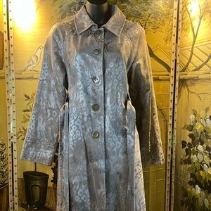 Via Spiga Gray Leopard Print Trench Coat